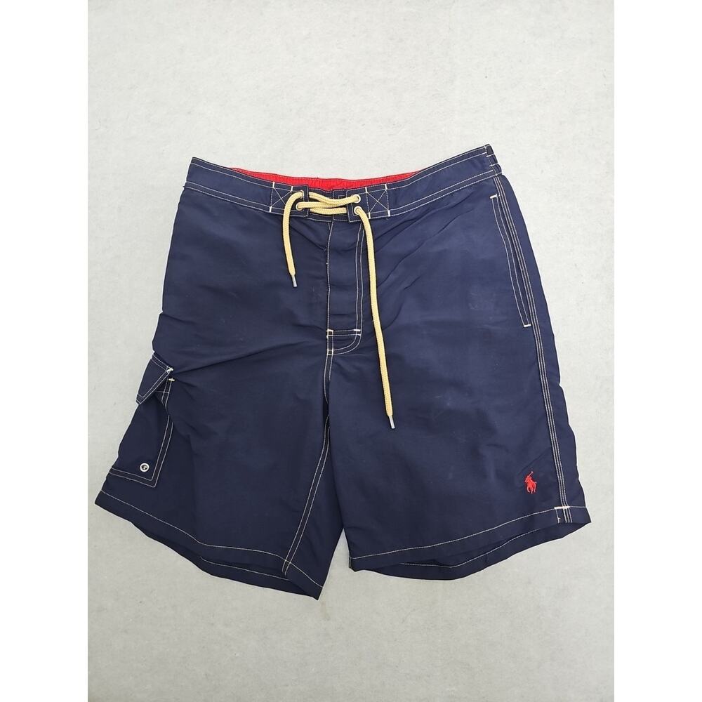 Polo Ralph Lauren Swim Trunks Mens Sz MEDIUM Blue Shorts Pocket Beach